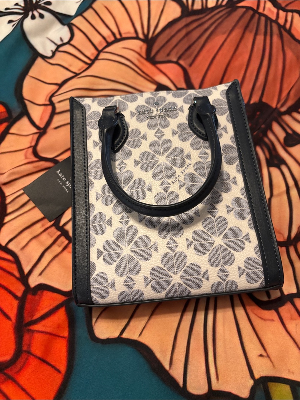 kate spade Navy and White Floral Mini Tote